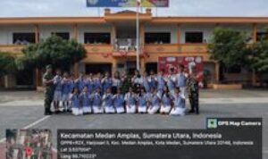 Tanamkan Kedisiplinan, Anggota Koramil 0201-08/MA Latihkan PBB Kepada Siswa SMP
