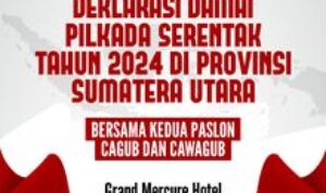 Pemprov Sumut Gelar Deklarasi Pilkada Damai, Undang Bobby Afif Nasution dan Edy Rahmayadi
