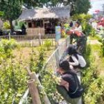 Budayakan Gotong Royong, Babinsa dan Mahasiswi Prima Bersihkan Taman PKK di Namorambe